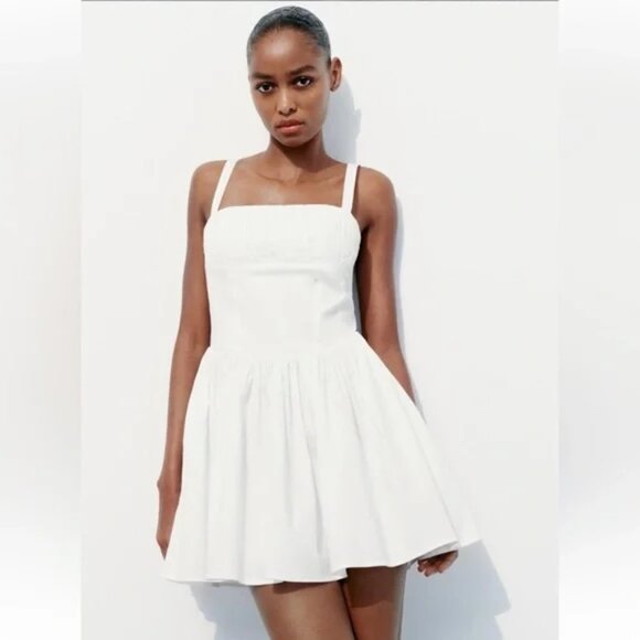 Zara  VOLUMINOUS SKIRT DRESS ECRU 0/5107/311/712/03 - Picture 1 of 5